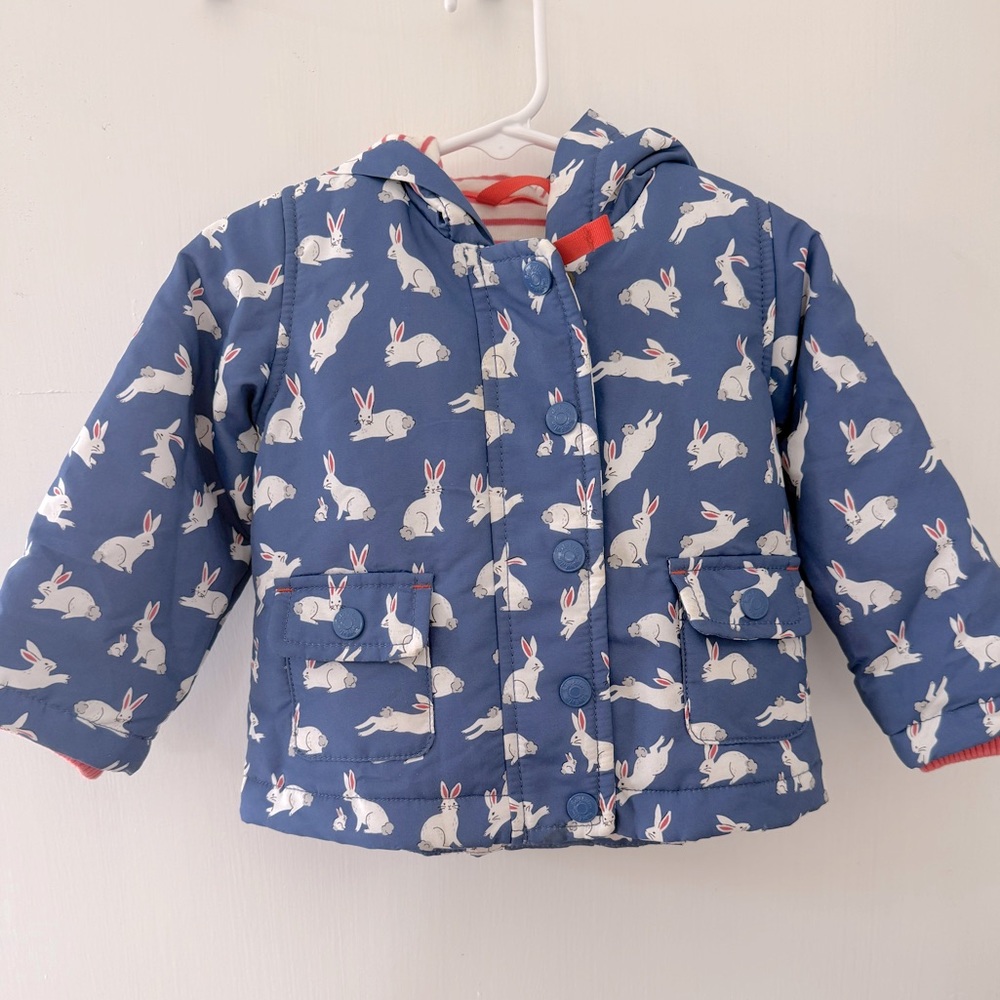 Mini Boden Rabbit print jacket 6-12 months